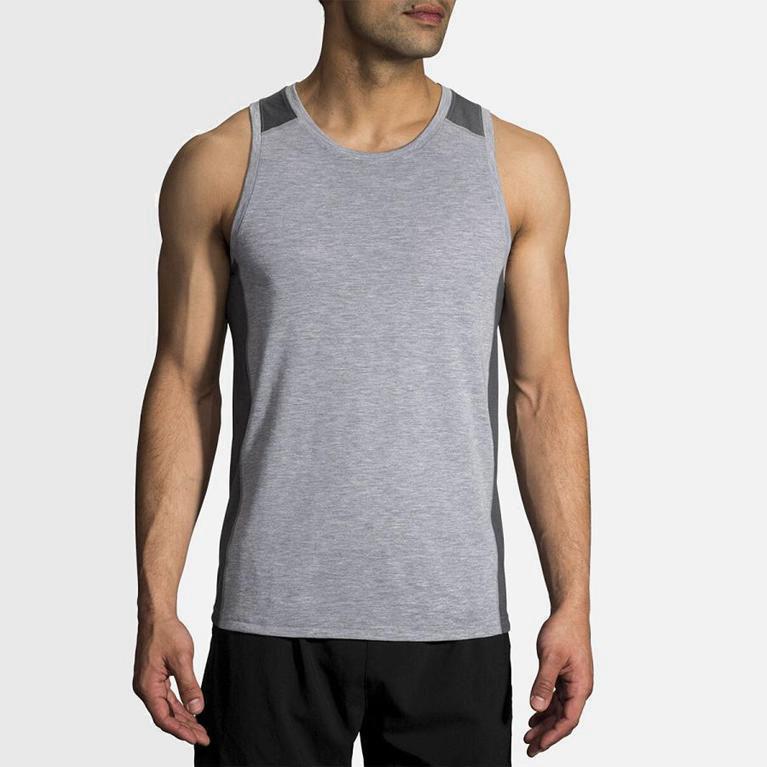 Brooks Distance Israel - Men's Running Tank Top - Grey (82051-BKCN)